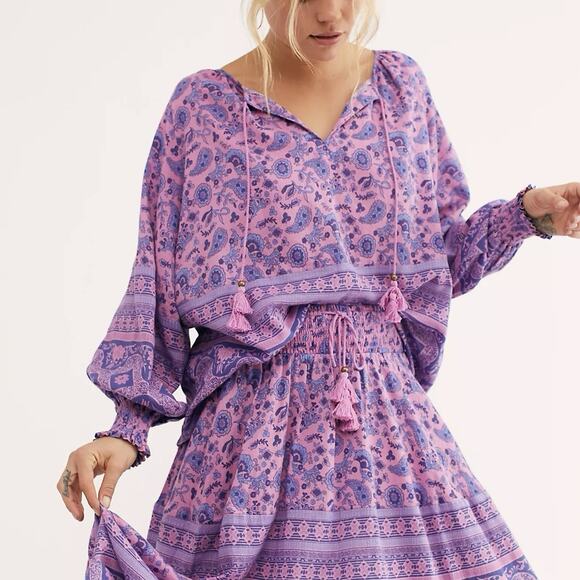 Spell Tops - Spell & the Gypsy Journey Mulberry Top Shirt Pink Purple Tassels Women’s Size XS